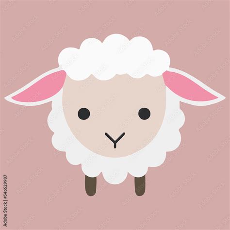 Cute happy kawaii sheep vector art. Isolated cartoon baby animal ...