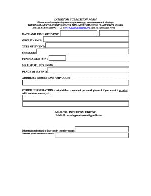 Fillable Online INTERCOM SUBMISSION FORM Fax Email Print PdfFiller