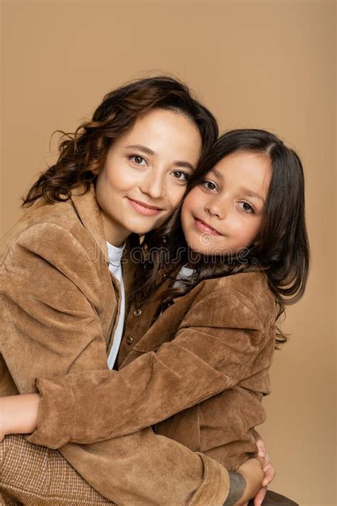 Brunette Mother And Daughter In Brown Stock Photo Image Of Relationship Parent