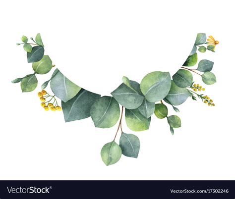 Watercolor Wreath With Green Eucalyptus Royalty Free Vector