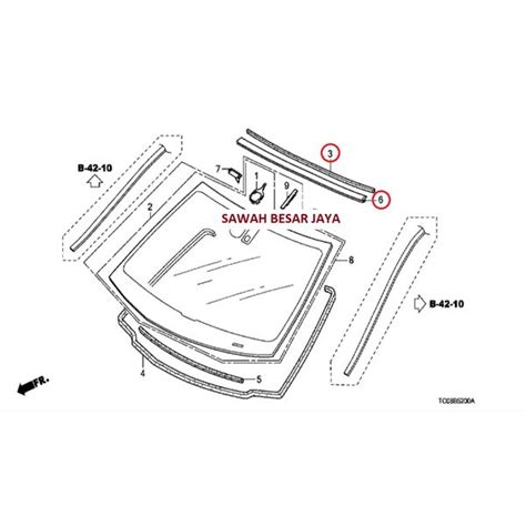 Jual Karet Molding List Lis Kaca Besar Depan Bagian Atas Honda Accord