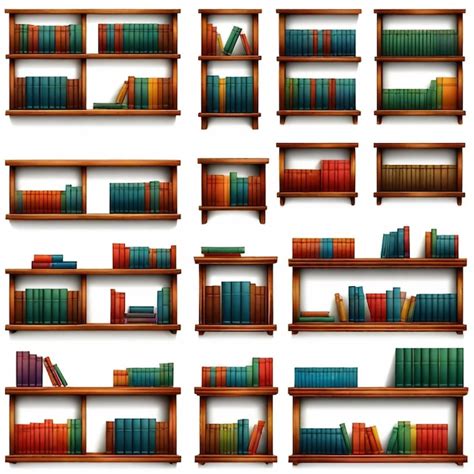 Bookshelf vector set white background isolated | Premium AI-generated ...