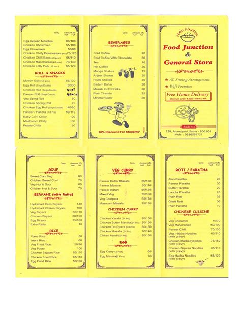 Menu at Food Junction, Patna, J4CC+FCC