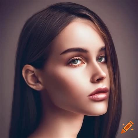 Portrait Of A Beautiful Young Woman With Brown Hair And Eyes On Craiyon