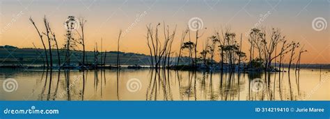 A Panoramic Image of the Rietvlei Dam Island. Stock Photo - Image of ...