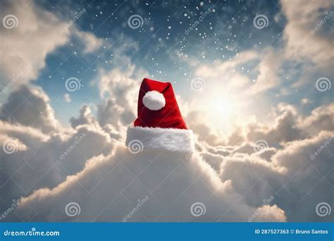 Angelic Christmas Hat In Paradise With Many Cloudsxmas Background