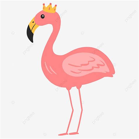 A Pink Flamingo With A Crown On It S Head Illustration Cartoon Png