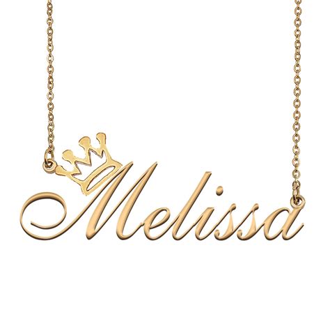 Melissa Name Necklace With Crown Name Necklace Gold Custom Etsy