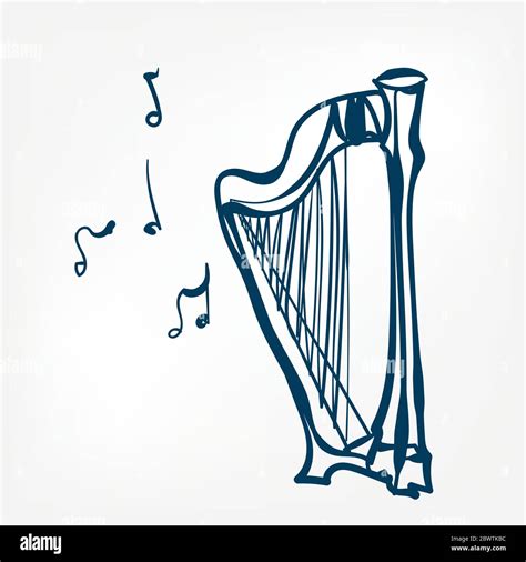 Harp Sketch Vector Illustration Isolated Design Element Isolated Stock