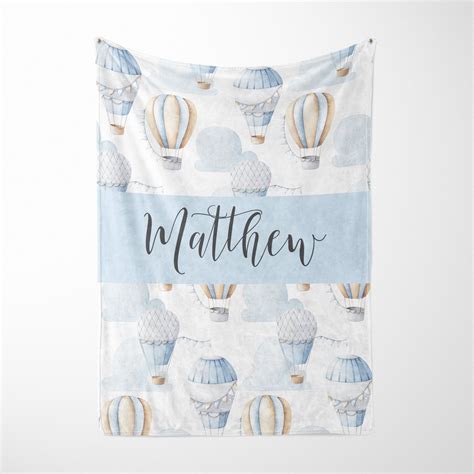 Personalized Hot Air Balloon Baby Blanket Baby Shower Gift Etsy