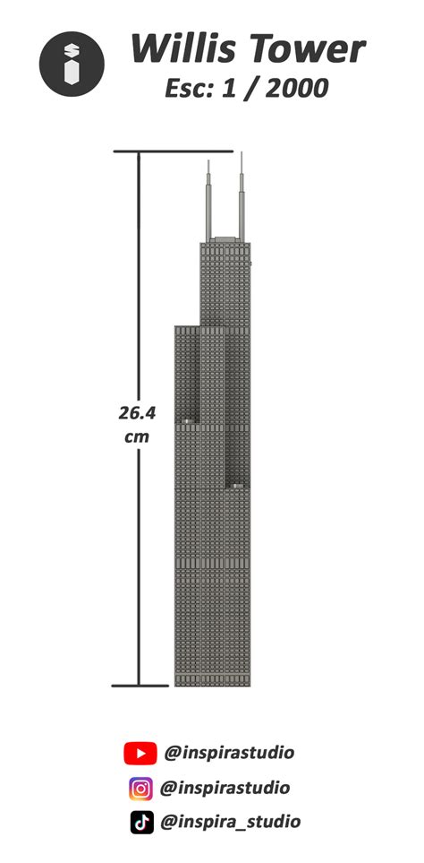 Archivo Stl Willis Tower Escala 1 2000 🇺🇸・idea De Impresión 3d Para Descargar・cults