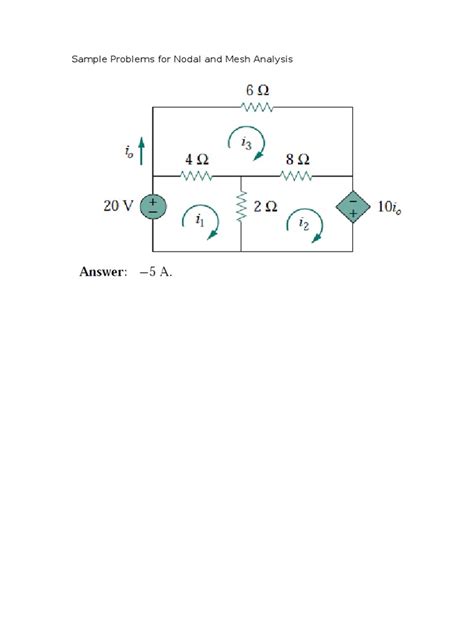 Sample Problems For Nodal and Mesh Analysis | PDF | Electrical ...