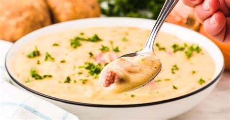 Creamy German Potato Soup With Wiener Sausages German Potato Soup Sweet Potato Soup German