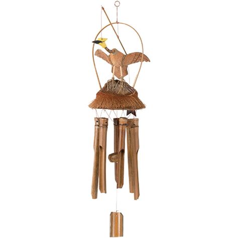 Moving Bird Bamboo Wood Wind Chime Outdoor Garden Windchimes 30 Inch ...