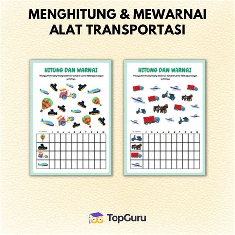 Menghitung Mewarnai Alat Transportasi Belajar Menghitung Belajar