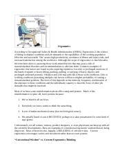 Ergonomics Docx Ergonomics According To Occupational Safety Health