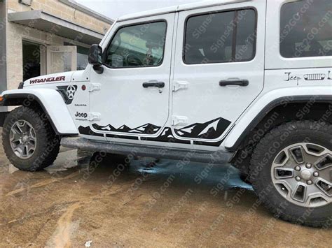 0724 Rocker Panel Mountain Vinyl Decal Graphic For Jeep Wrangler Jl Jlu