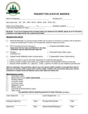 Fillable Online Leave Of Absence Request Form Form 1001 Human