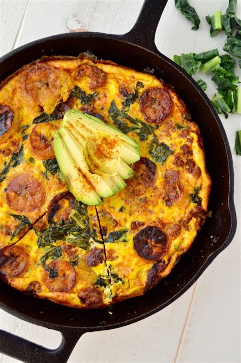 Old Bay Sausage Plantain And Kale Frittata ~ Real Food With Dana