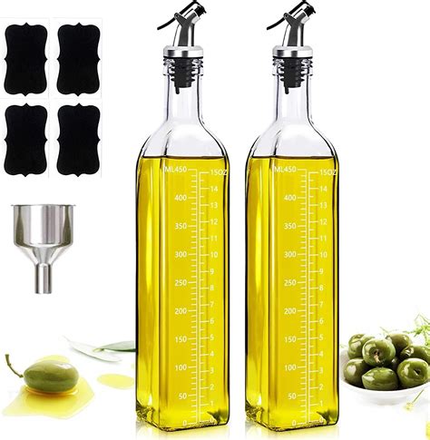 Oil Dispenser Glass Bottle For Kitchen With Measuring Cups