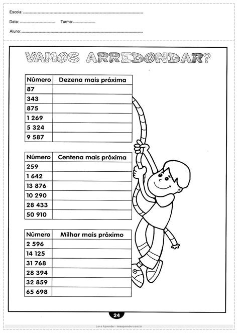 Atividade Arredondamento 5 Ano - Arredondamento - Atividades de Matemática 5º ano - Ler e Aprender ...