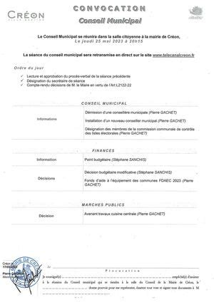 Calaméo Ordre du jour Conseil Municipal du 25 Mai 2023