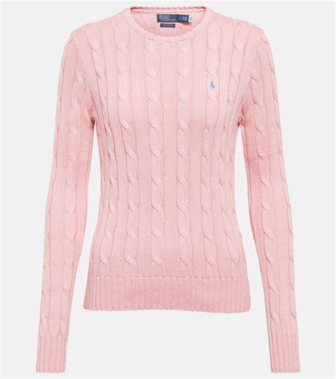 Polo Ralph Lauren Cable Knit Cotton Sweater In Pink Lyst