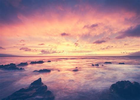 Beautiful Sunset Sea Beach Glowing Stock Photo Image Of Bright