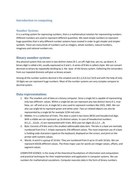 Introduction To Computing