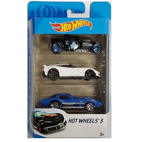 Hot Wheels kisautók 3 darabos szett fekete fehér kék Gyerekajándék