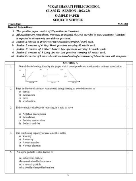 Class Ix Science Sample Paper 2022 23 Pdf Pdf Cell Membrane Osmosis