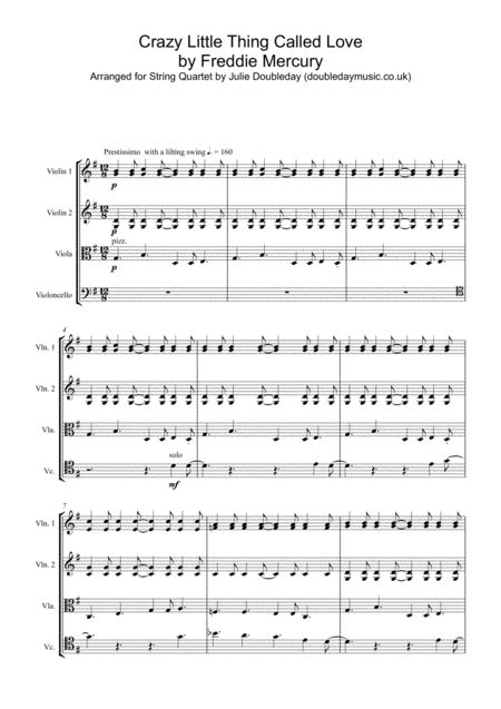 Crazy Little Thing Called Love Arr Julie Doubleday Sheet Music Dwight Yoakam String Quartet