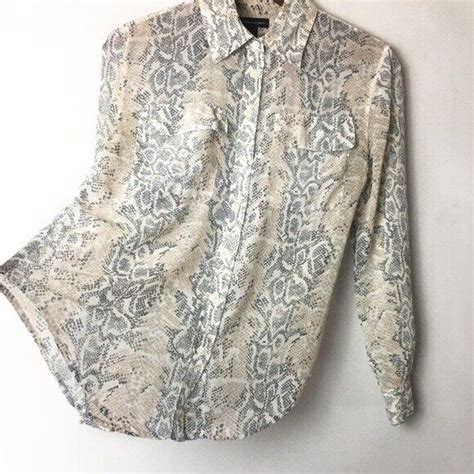 Inc International Concepts Sheer Button Down Blouse Gem