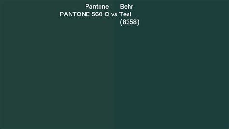 Pantone 560 C Vs Behr Teal 8358 Side By Side Comparison