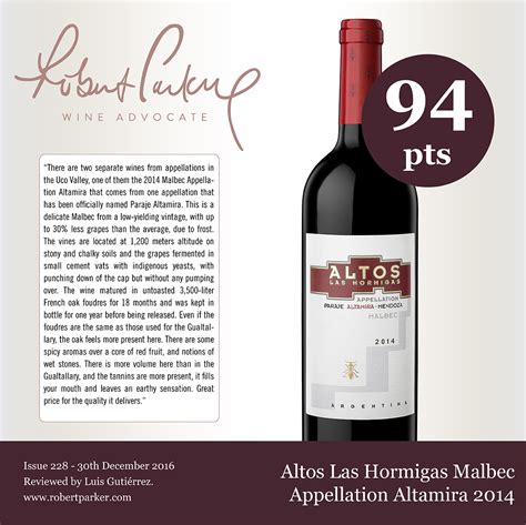 Robert Parker Points Altos Las Hormigas