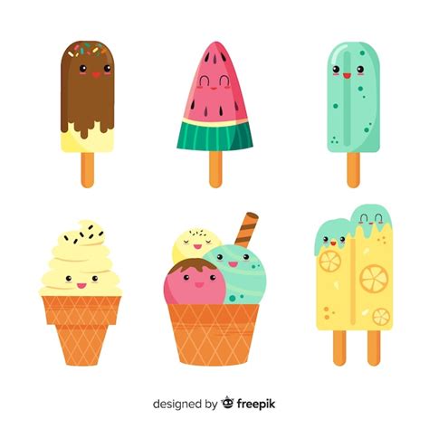 Comida Rápida Kawaii Set Estilo De Dibujos Animados Aislado Vector