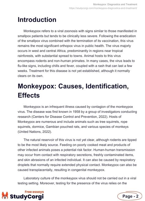 Monkeypox: Diagnostics and Treatment | Free Essay Example