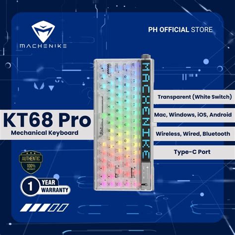 Machenike KT68 Pro Mechanical Keyboard with Screen Three Mode White TTC ...