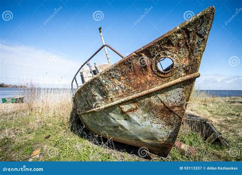 Rusty Boat Stock Image Image Of Beach Blue Lake Chain 93113337