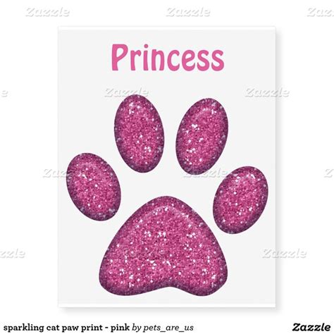 sparkling cat paw print - pink | Cat paw print, Cat paws, Temporary tattoos