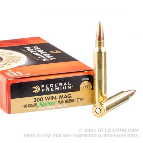 20 Rounds Of Bulk 300 Win Mag Ammo By Federal 190gr Hpbt