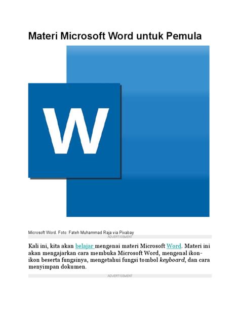 Materi Microsoft Word Untuk Pemula Pdf