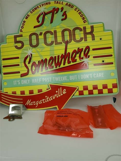 Margaritaville "It's 5 O'Clock Somewhere" Wooden Sign W/ Bottle Opener ...