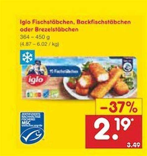 Iglo Fischstäbchen Backfischstäbchen Oder Brezelstäbchen Angebot bei