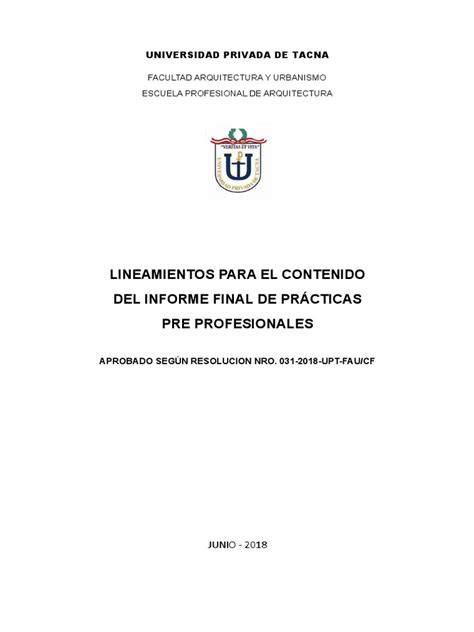 Informe De Practicas Pre Profesionales Pdf Institución Información