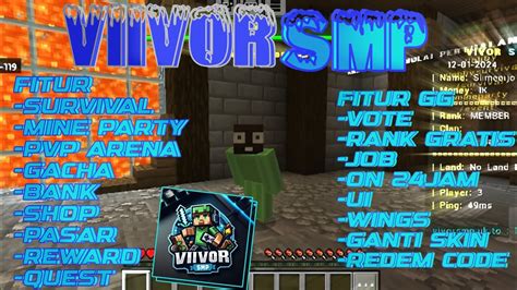 OPEN MEMBER SERVER MCPE TERBARU Best Server VIVOR SMP Buruan Join