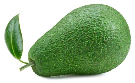 Aguacate Maduro Aguacate Orgánico Fresco Con Hojas Aisladas Sobre Fondo