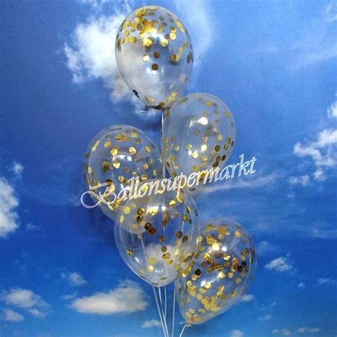 Konfetti Ballons Latex 30 cm Ø 5 Stück Transparent gefüllt mit