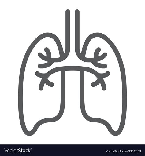 Lungs Line Icon Anatomy And Biology Pulmonology Vector Image