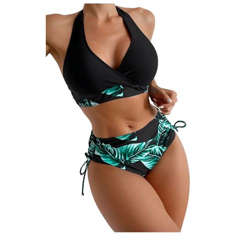 STRÓJ KĄPIELOWY DWUCZĘŚCIOWY KOSTIUM WYSOKI STAN BIKINI PUSH UP BOHO XL